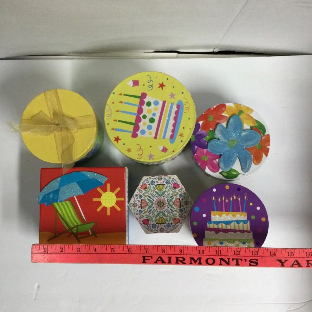 Voila Set of 6 Colorful Gift Boxes, NWOT